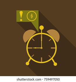 Alarm clock wake-up time isolated on background in flat style. Vector illustration