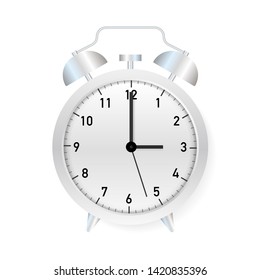 Alarm clock, wake-up time on white background. Vector stock illustration.