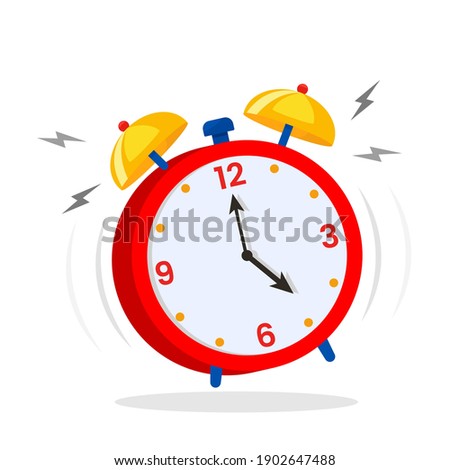 Alarm clock, wake-up time in school and at work. Flat icon in cartoon style. vector illustration