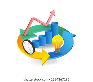 Alarm clock warning isometric flat 3d illustration concept