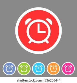 Alarm clock watch icon flat web sign symbol logo label