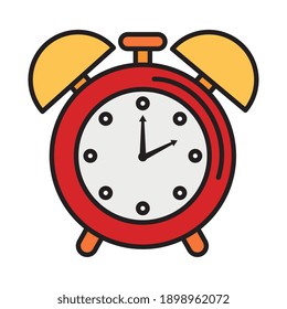 línea de reloj de alarma y diseño de ilustración vectorial de estilo de relleno