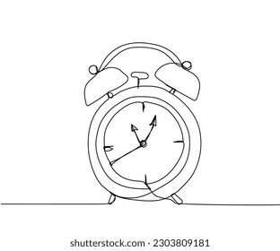 Reloj de alarma, reloj, reloj de una línea de arte. Dibujo continuo de línea de reloj, hora, alarma, reloj, temporizador, hora, mañana, reloj, fecha límite, vintage, administración, cronómetro, medición