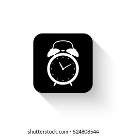 alarm clock - white vector  icon with shadow