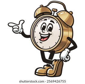 Alarm Clock without clock hands,       Cartoon Character Mascot Illustration Vector Clip-art Hand-drawn Logo Design