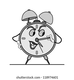 alarm clock is worth. hand holding an arrow. looks fun
