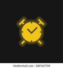 Alarm Clock yellow glowing neon icon