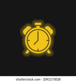Alarm Clock yellow glowing neon icon