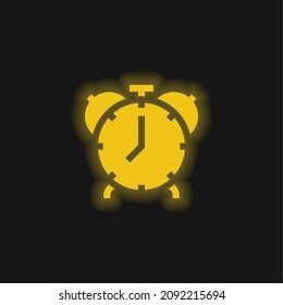 Alarm Clock yellow glowing neon icon