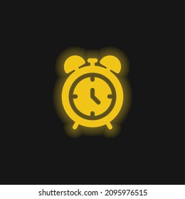 Alarm Clock yellow glowing neon icon