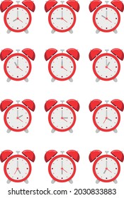 Alarm clocks with different times. Back to school