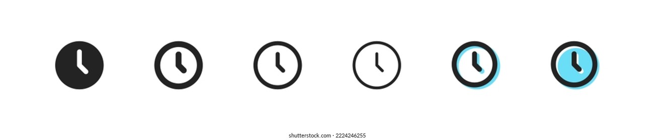 Alarm clocks set icon. Planning, watch, 24, around the clock, hand, schedule, morning, wake up, ring, reminder, event. Time management concept. Vector black line icon on white background