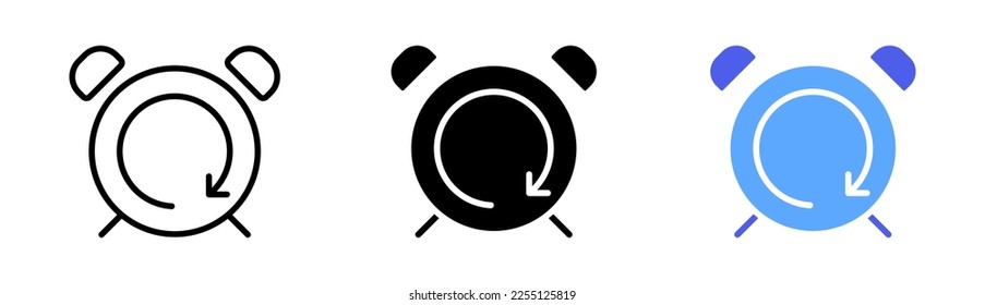 Alarm clocks set icon. Planning, watch, 24, around the clock, hand, schedule, morning, wake up, ring. Vector icon in line, black and colorful style on white background
