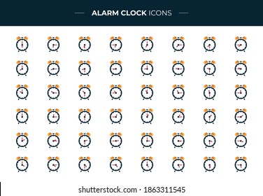 Alarm clocks showing different time. Icons that can be used in your Websites, Flyers, Posters, or in your Infographics.