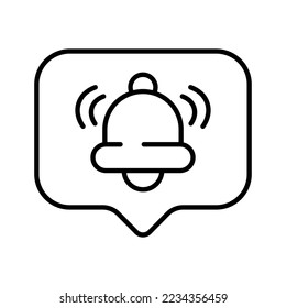 Alarm clocks in speech bubble line icon. Planning, around the clock, schedule, bell, wake up, ring, reminder, event. Time management concept. Vector line icon on white background
