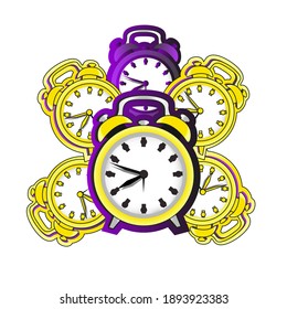 Gráficos vectores de relojes de alarma . Aislado sobre fondo blanco