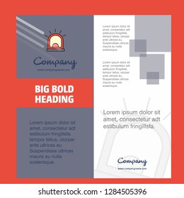 Alarm  Company Brochure Title Page Design. Company profile, annual report, presentations, leaflet Vector Background