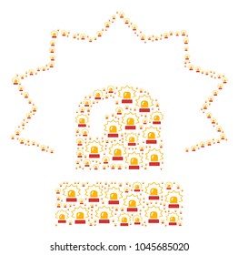 Alarm composition composed in the combination of alarm icons. Vector iconized collage done with simple pictograms.