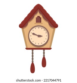 Alarm Cuckoo Clock icon cartoon vector. Digital funny. Wall time
