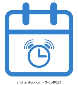 Alarm Date vector icon. Style is flat symbol, cobalt color, rounded angles, white background.