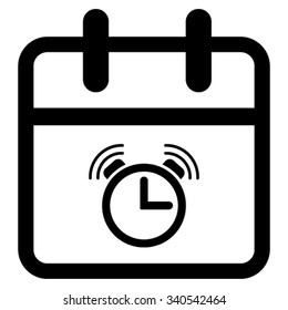 Alarm Date vector icon. Style is flat symbol, black color, rounded angles, white background.
