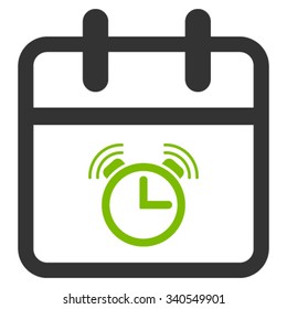 Alarm Date vector icon. Style is bicolor flat symbol, eco green and gray colors, rounded angles, white background.