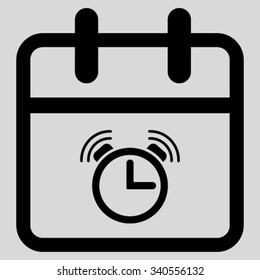 Alarm Day vector icon. Style is flat symbol, black color, rounded angles, light gray background.