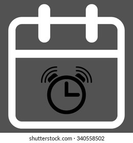 Alarm Day vector icon. Style is bicolor flat symbol, black and white colors, rounded angles, gray background.