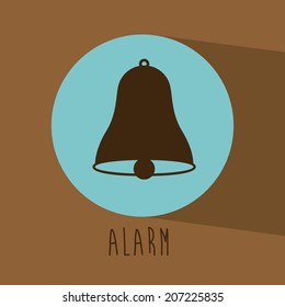 Alarm design over brown background, vector illustration