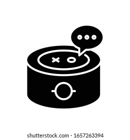 Icono negro de dispositivo de alarma, ilustración conceptual, símbolo plano vectorial, signo de glifo.