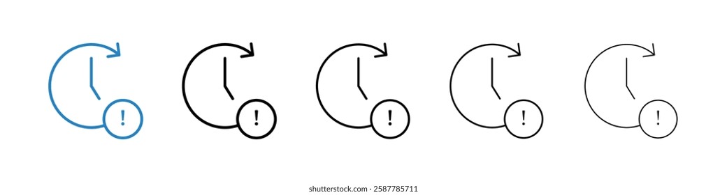 Alarm exclamation icons in five different stroke sizes