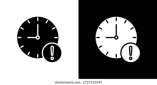 Iconos de exclamación de alarma concepto de Vector plano. Ilustraciones en blanco y negro