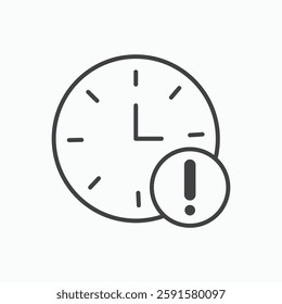Alarm exclamation vector icon isolated in black line