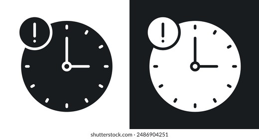 Alarm exclamation vector icon set in solid black and white color