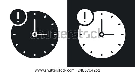 Alarm exclamation vector icon set in solid black and white color