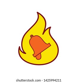 alarm fire bell, alert ring, firefighter help thin line flat icon. Linear vector illustration. 