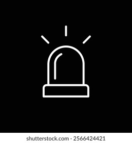 Alarm flasher siren line icon isolated on black background. Emergency alert symbol. Vector illustration.