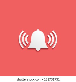 alarm, flat icon isolated on a red background for your design, vector illustration