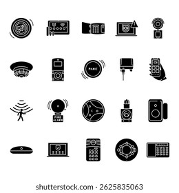 Alarm flat icons set. Vector isolated element. Editable stroke.
