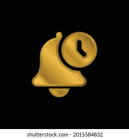 Alarm gold plated metalic icon or logo vector