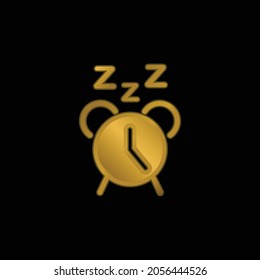 Alarm gold plated metalic icon or logo vector