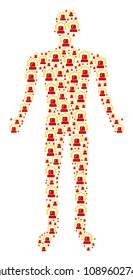 Alarm human avatar. Vector alarm icons are united into person illustration.