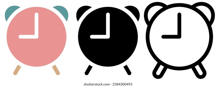 Alarm icon. Clock icon. Time icon, simple flat style, illustration, logo sign symbol pictogram template, for ui or ux isolated on white for mobile app, editable