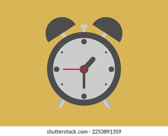Alarm icon. Clock vector, schedule design for appointments and events. Pointer clock isolated on yellow background