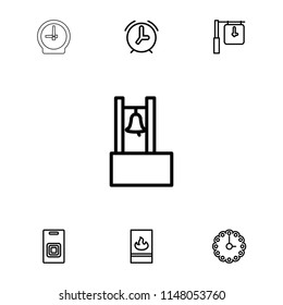 Alarm icon. collection of 7 alarm outline icons such as fire protection, door bell, wall clock, clock. editable alarm icons for web and mobile.