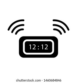 Alarm Icon Design, Clock Sound Emblem Isolated Illustration , Template Logo Vector Outline Solid Background White

