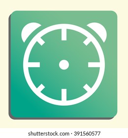 Alarm icon, on button style green background, yellow light, shadow