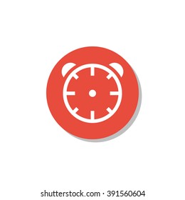 Alarm icon, on white background, red circle border, white outline