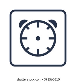 Alarm icon, on white background, rounded rectangle border, blue outline