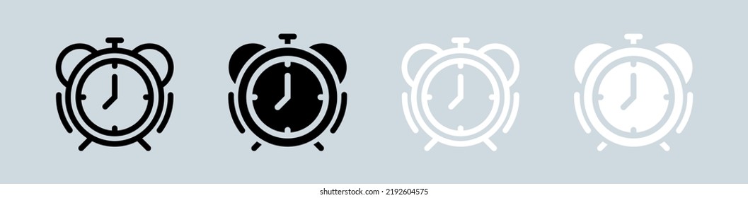 Icono de alarma en blanco y negro. Ilustración vectorial de signos de temporizador.